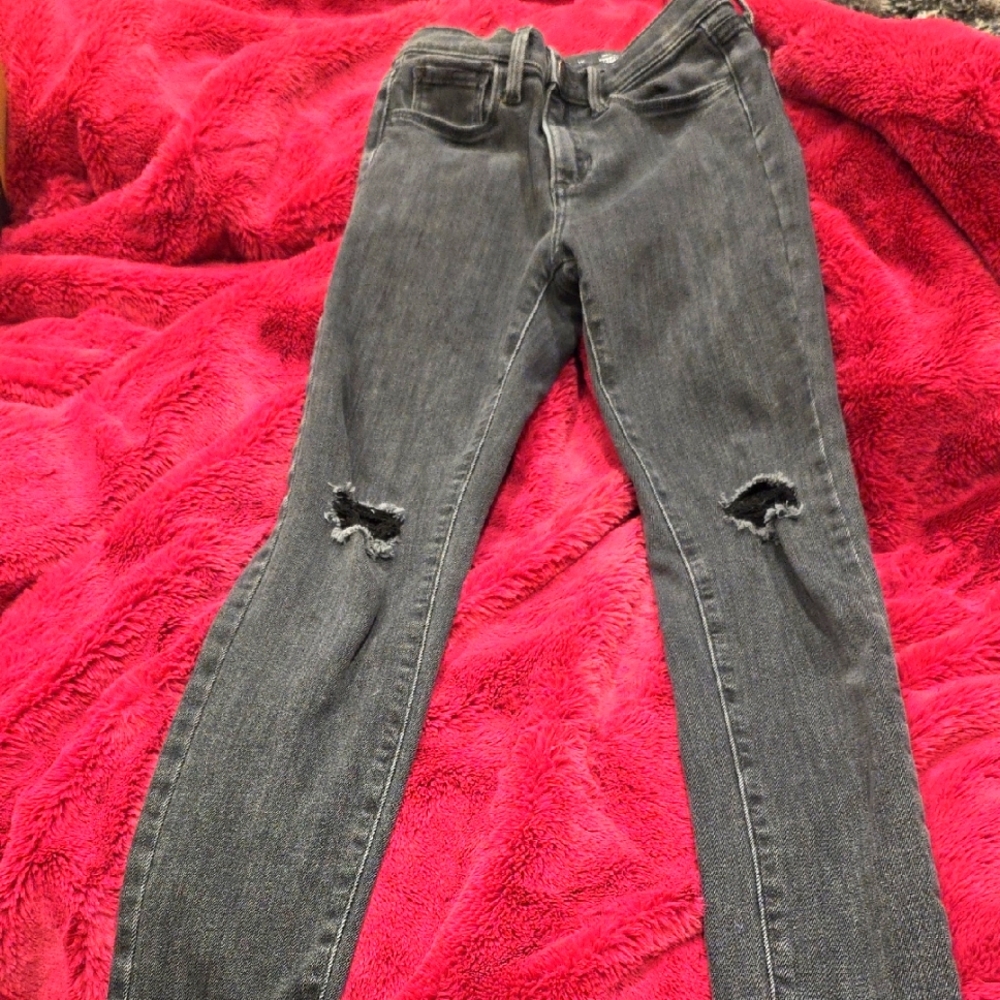 Old Navy Charcoal Distressed Skinny Jeans